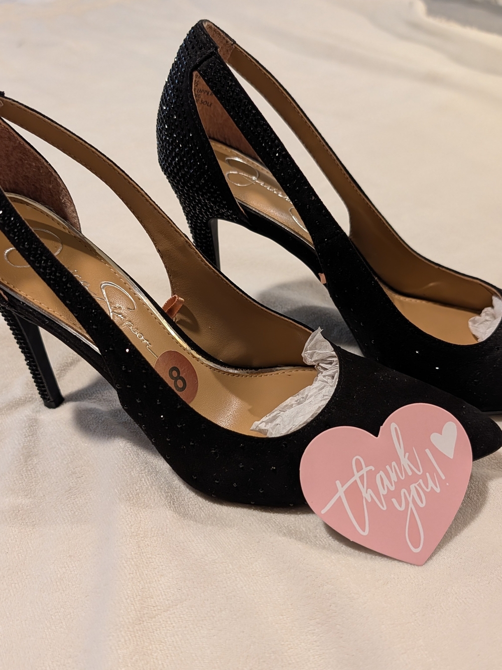Jessica Simpson Black Slingback Pointed-Toe Heels